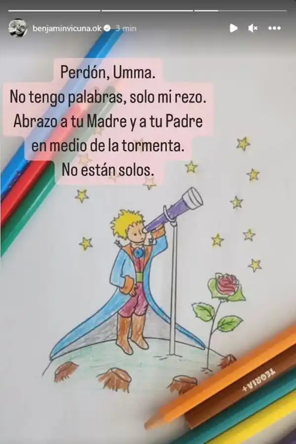 Benjamín Vicuña envió sus condolencias a la familia de Umma: No están solos