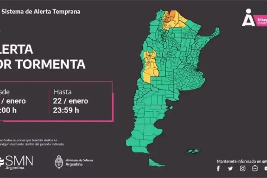 Alerta naranja por fuertes tormentas: Salta y Jujuy serán las más afectadas.