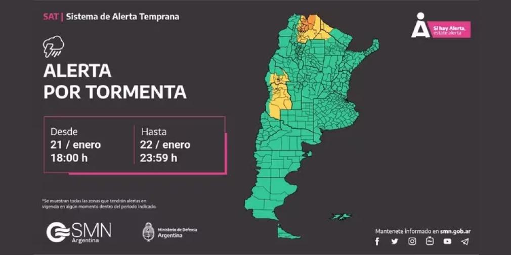 Alerta naranja por fuertes tormentas: Salta y Jujuy serán las más afectadas.
