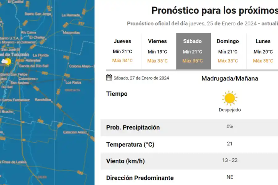 Así estará el clima este fin de semana en Tucumán.