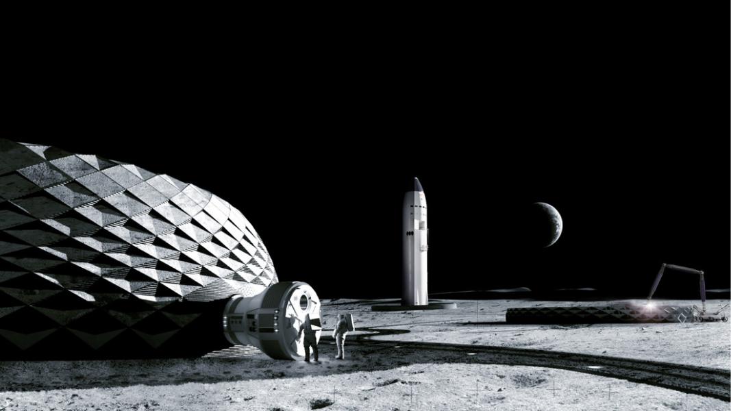 Recreación de una de las construcciones en la Luna. Imagen: ICON/NASA.