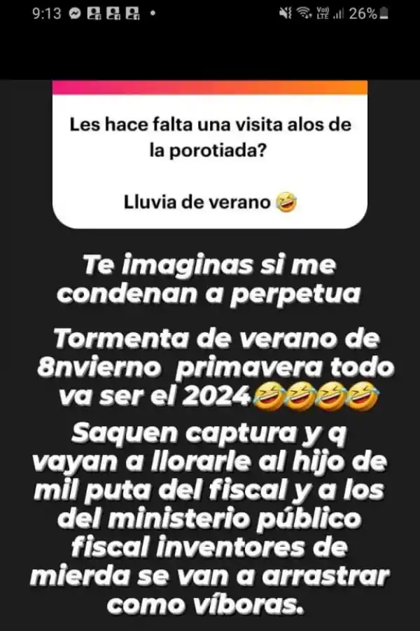 LA PRUEBA. La captura de pantalla del posteo del acusado.