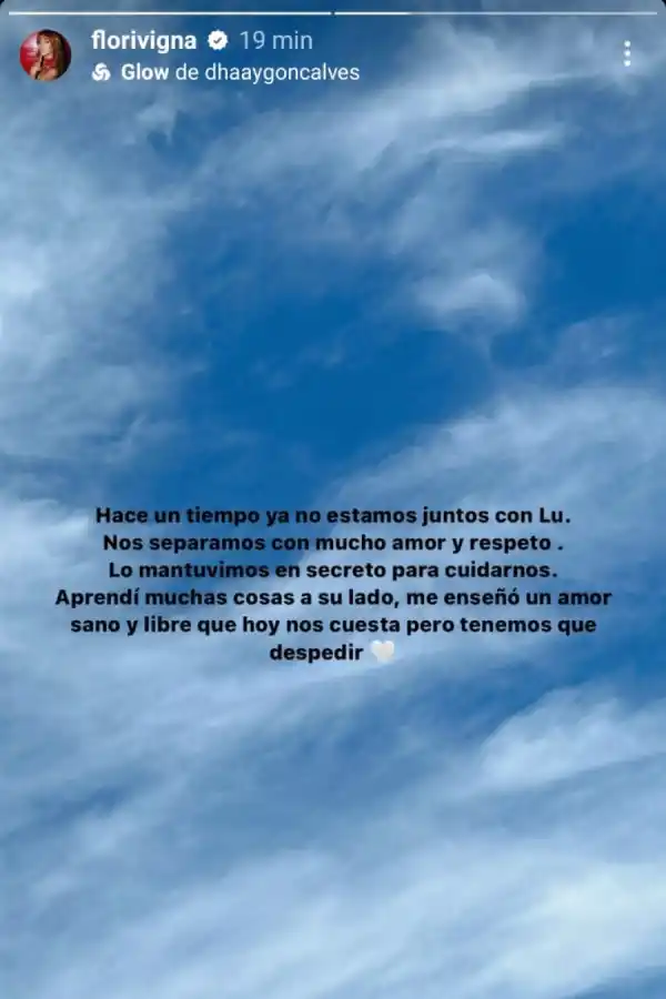 Flor Vigna anunció su separación de Luciano Castro: “Hace un tiempo ya no estamos juntos”