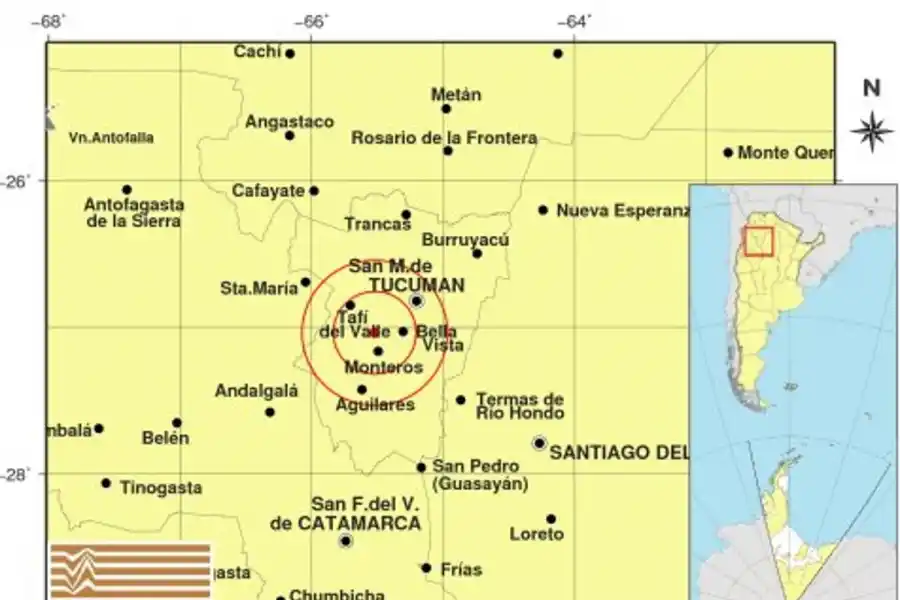 Un leve temblor se hizo sentir en Tucumán