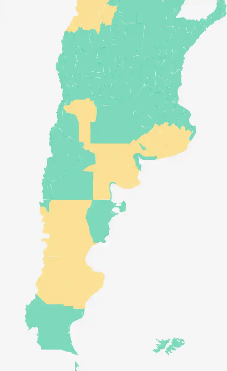 Mapa de alertas meteorológicas en Argentina