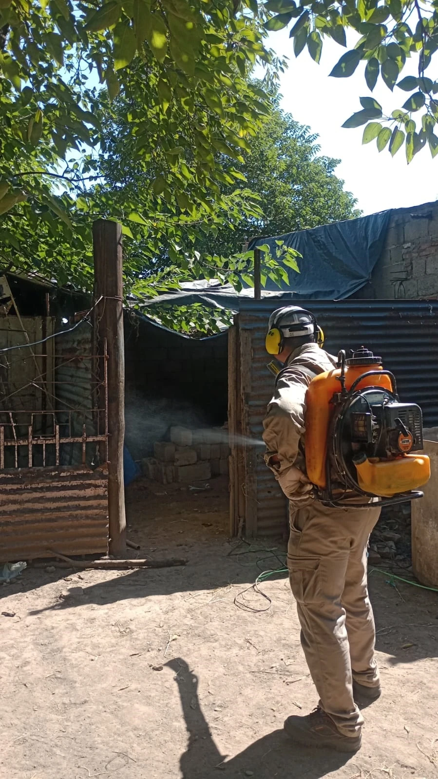 OPERATIVOS. En los barrios afectados combaten mosquitos fumigando. salud ambiental del siprosa