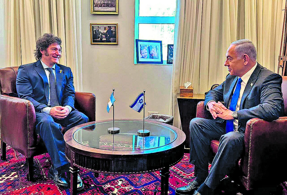 ENCUENTRO BILATERAL. Milei le expresó su apoyo a Netanyahu en el conflicto con el grupo terrorista Hamas.