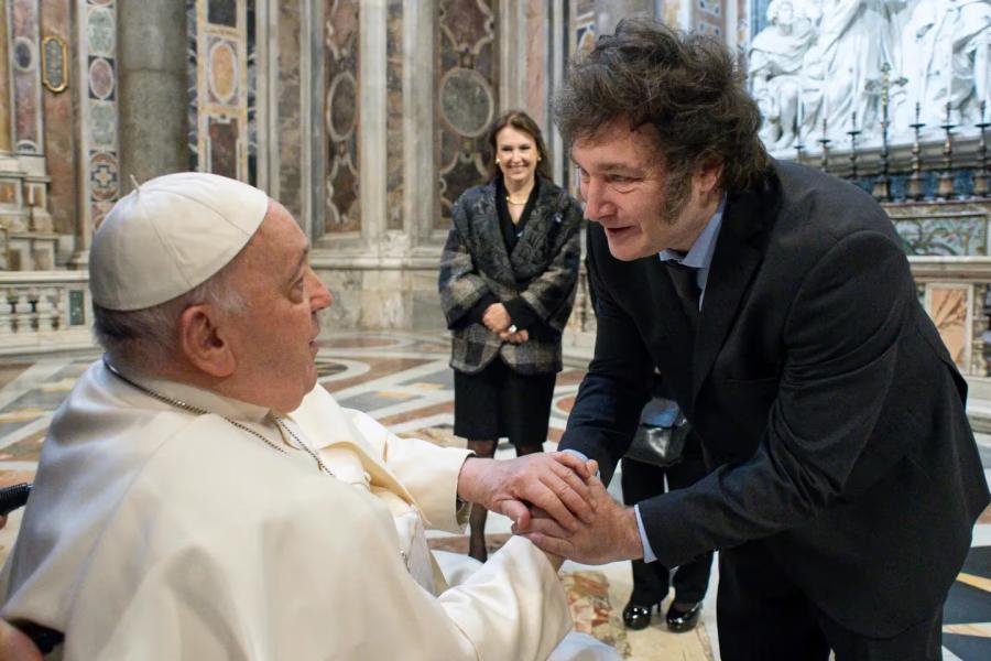 El primer encuentro de Javier Milei con el Papa Francisco