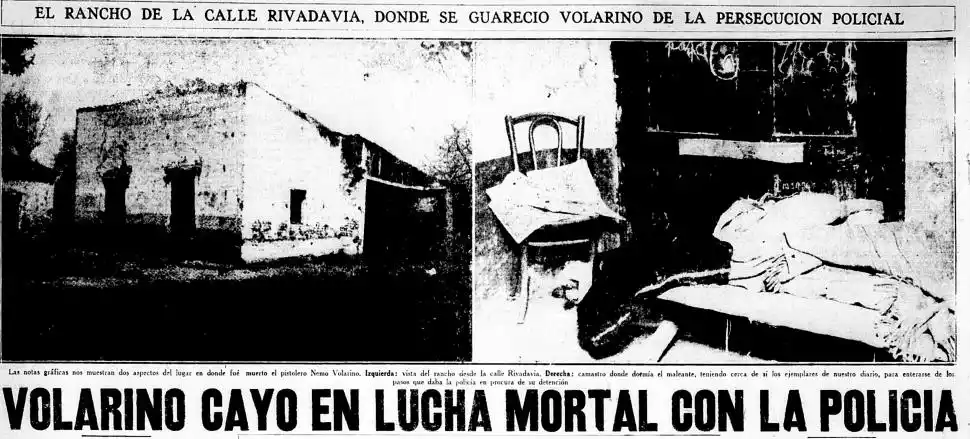 RIVADAVIA 2.200. La casa donde pasó sus últimos días Volarino y el dormitorio donde estaba cuando la policía rodeo la propiedad.
