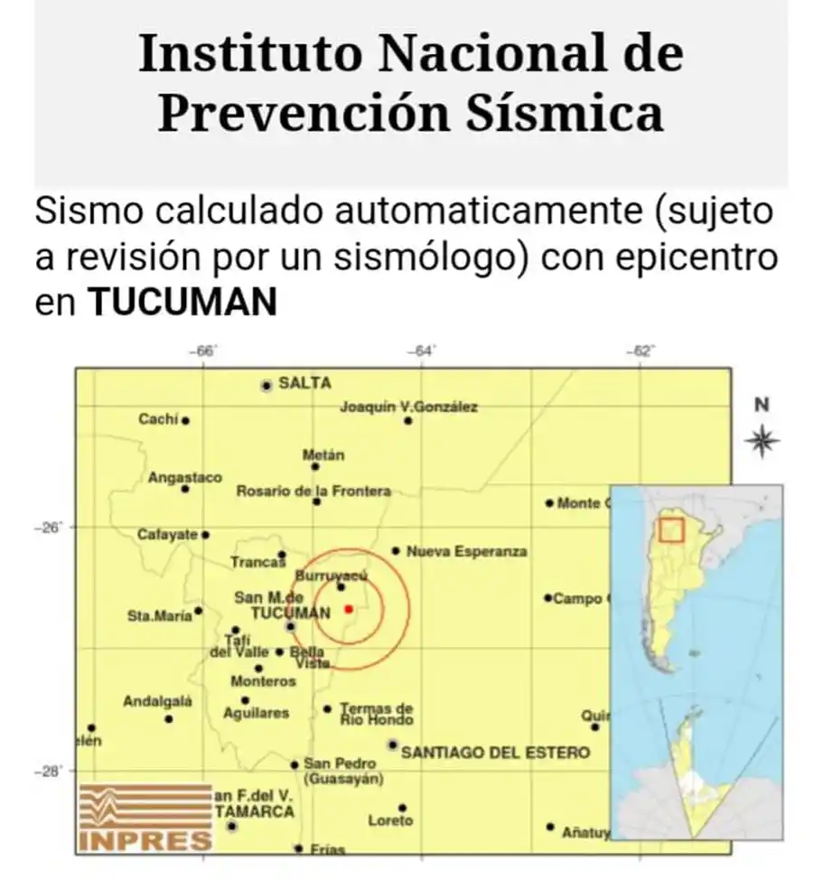 Fuerte temblor con epicentro en Tucumán