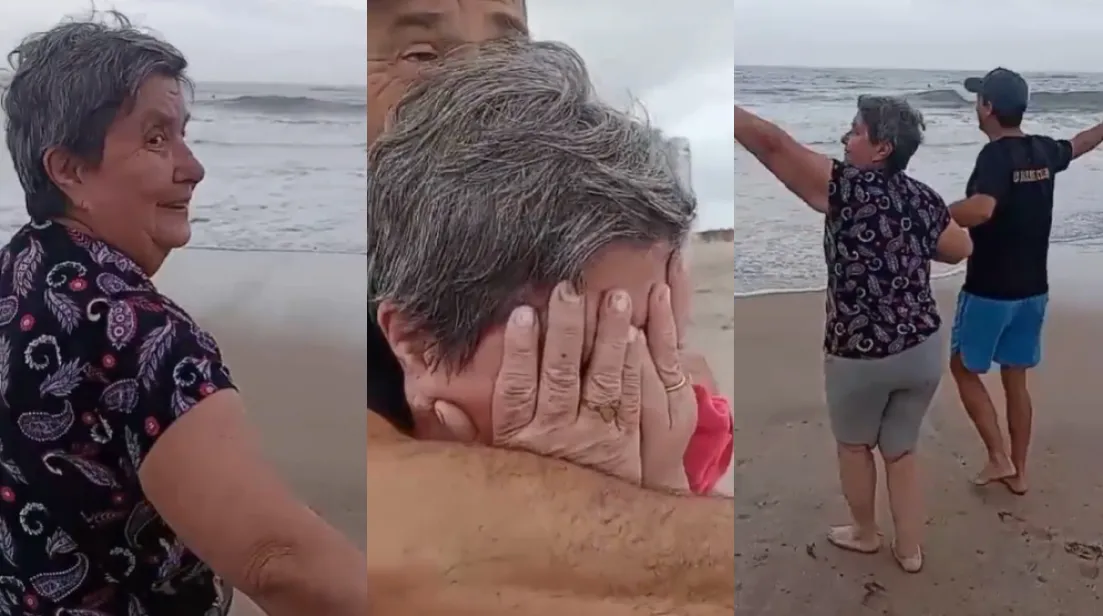 Reacción viral: su hija quiso cumplirle un sueño y la llevó a conocer el mar a los 72 años