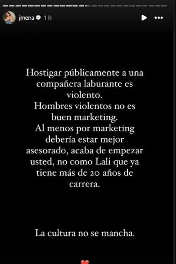 Jimena Barón se solidarizó con Lali y se refirió al Presidente de la Nación: 