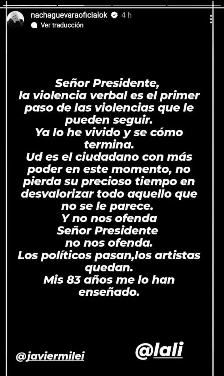 El descargo de Nacha Guevara