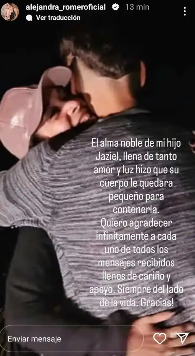 Alejandra Romero recordó a su hijo en un párrafo conmovedor.