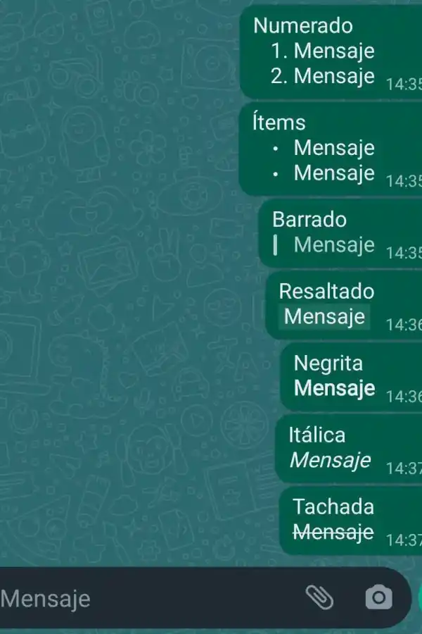 Este será el resultado con los diferentes códigos