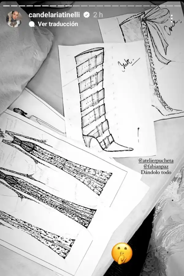 Candelaria Tinelli compartió un boceto de lo que sería el segundo cambio de la noche