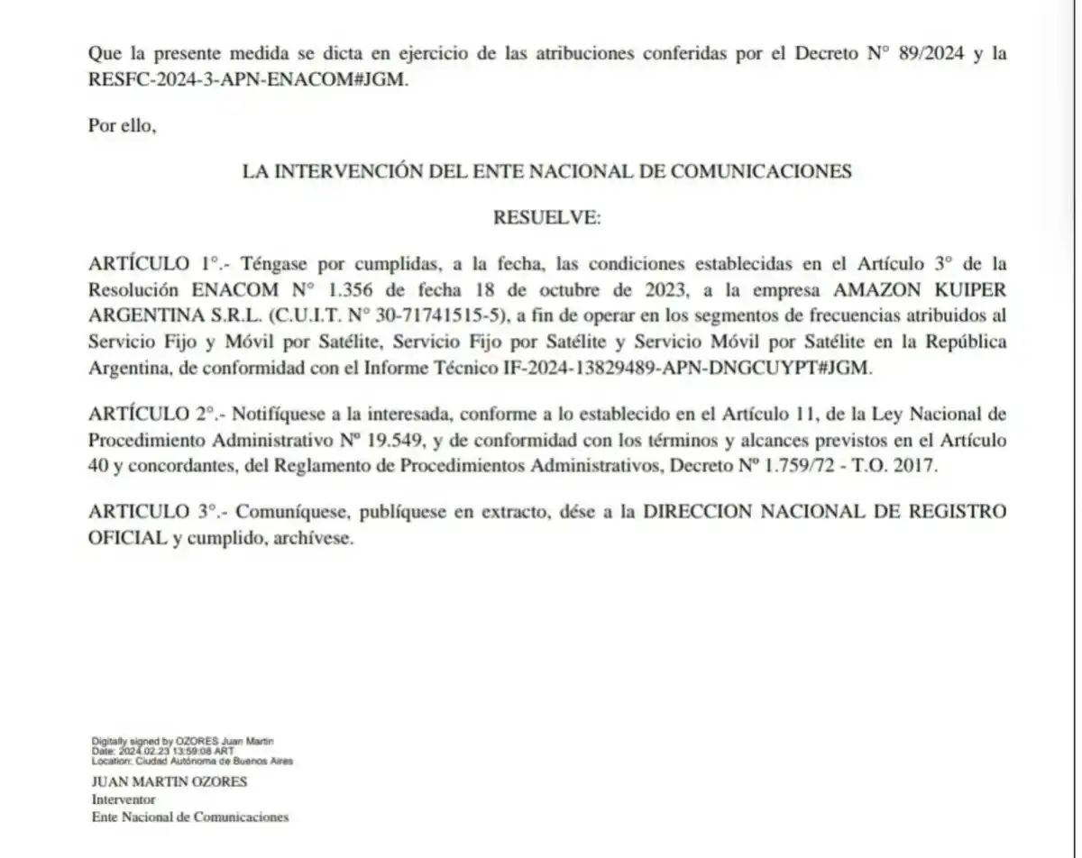 Resolución 3 del ENACOM