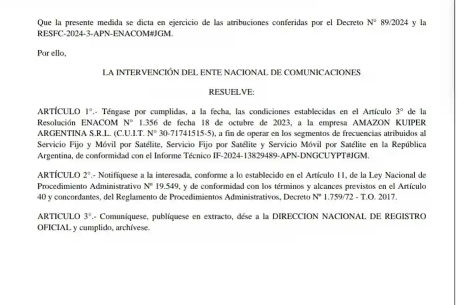 Resolución 3 del ENACOM