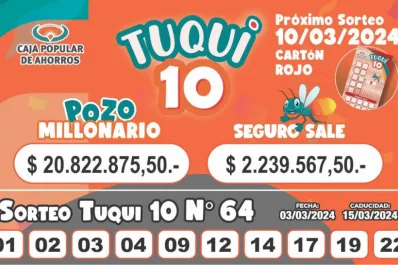 Tuqui 10: cómo salió el sorteo del domingo 3 de marzo