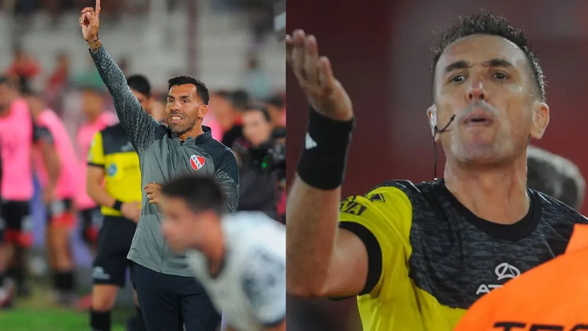 FURIA EN INDEPENDIENTE: Carlos Tévez apunto contra el árbitro Pablo Dóvalo y la AFA.