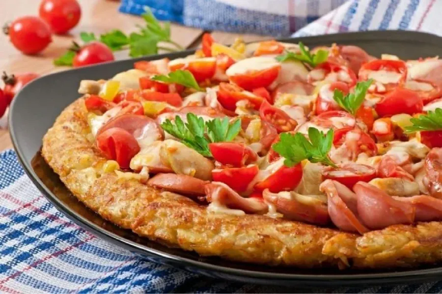 Pizza de papas rosti.