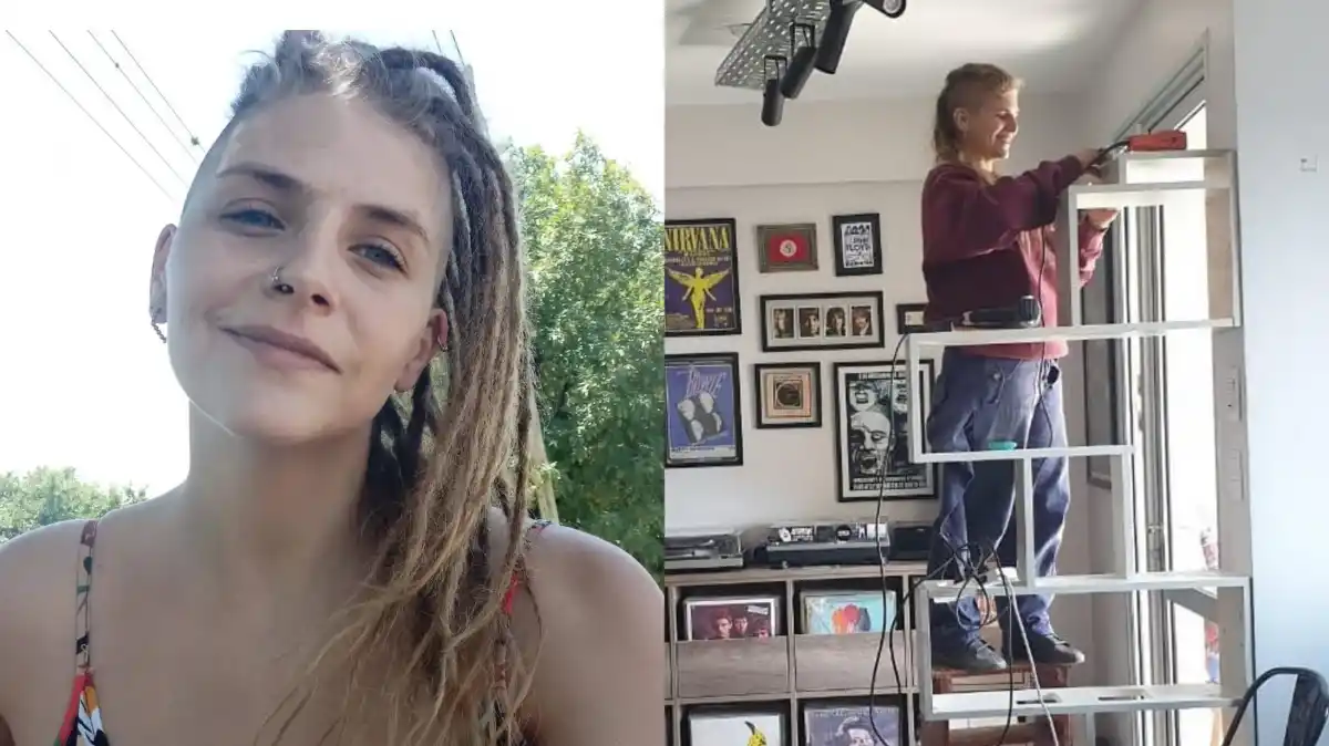 Natalia construyendo un mueble.