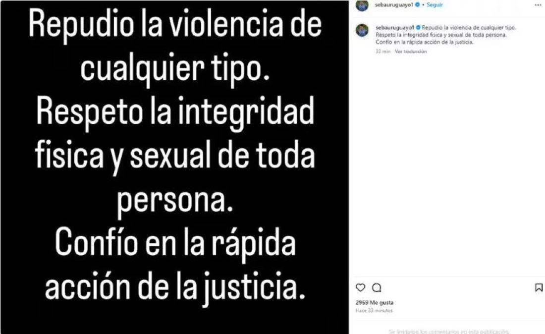 Sosa, en su Instagram, hizo un posteo repudiando la violencia de cualquier tipo