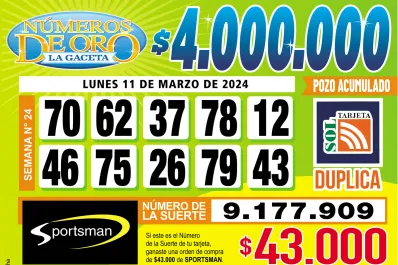 Los Números de Oro de LA GACETA del 11 de marzo de 2024