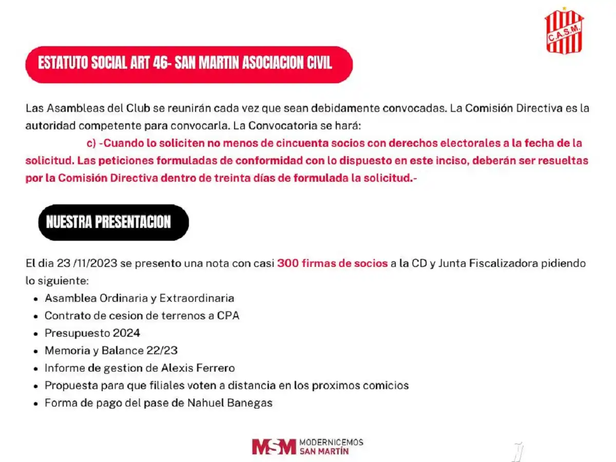 San Martín de Tucumán entra en el proceso electoral: No trabajamos sobre un resultado positivo o negativo