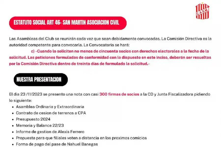 San Martín de Tucumán entra en el proceso electoral: No trabajamos sobre un resultado positivo o negativo