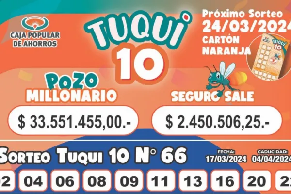 Tuqui 10: cómo salió el sorteo del domingo 17 de marzo