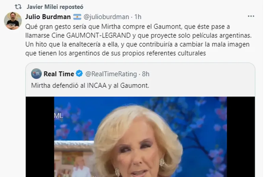La crítica a Mirtha Legrand por cuestionar el cierre del cine Gaumont