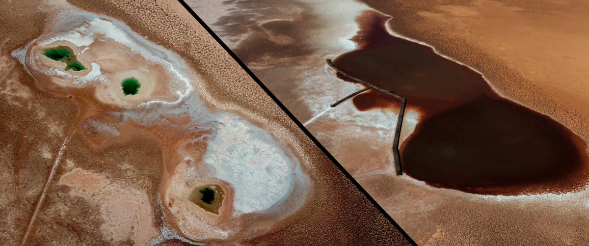 Las tomas áreas muestran un antes y después de los Ojos de Mar según estas fotografías gentileza de Luis Ahumada