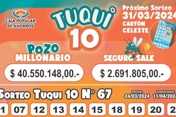 Tuqui 10: cuáles fueron los resultados del sorteo del domingo 4 de marzo