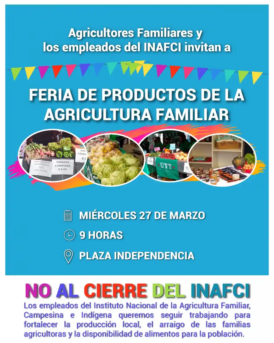 Agricultores familiares realizarán a una feria para pedir que no se cierre el instituto que los agrupa