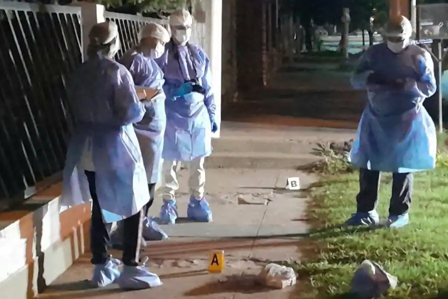 EN PLENA TAREA. Los peritos del ECIF trabajan en el lugar donde fue ultimado el jardinero.