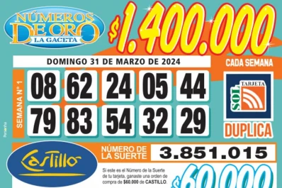 Los Números de Oro de LA GACETA del 31 de marzo de 2024