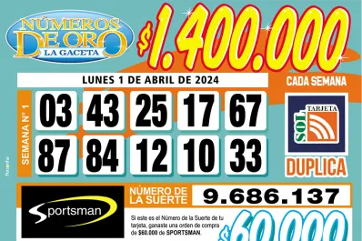 Los Números de Oro de LA GACETA del 1 de abril de 2024