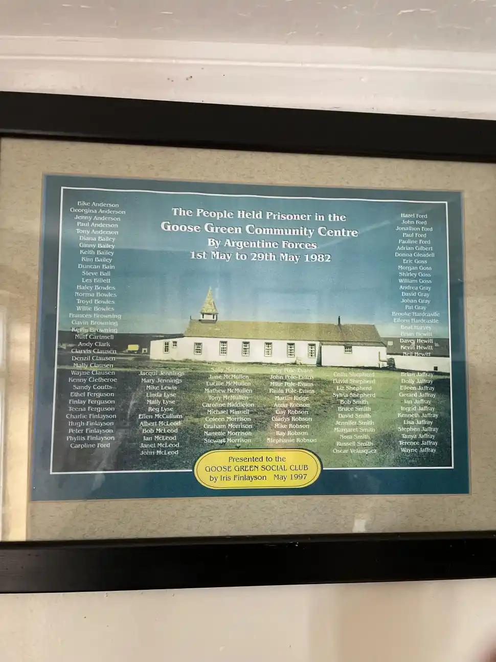 RECORDATORIO. El cuadro reúne los nombres de quienes protagonizaron aquellos dramáticos días de 1982.