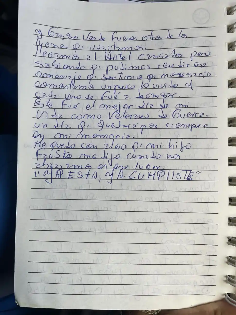 UN FRAGMENTO DE SU DIARIO. Álvarez lo compartió con LA GACETA.