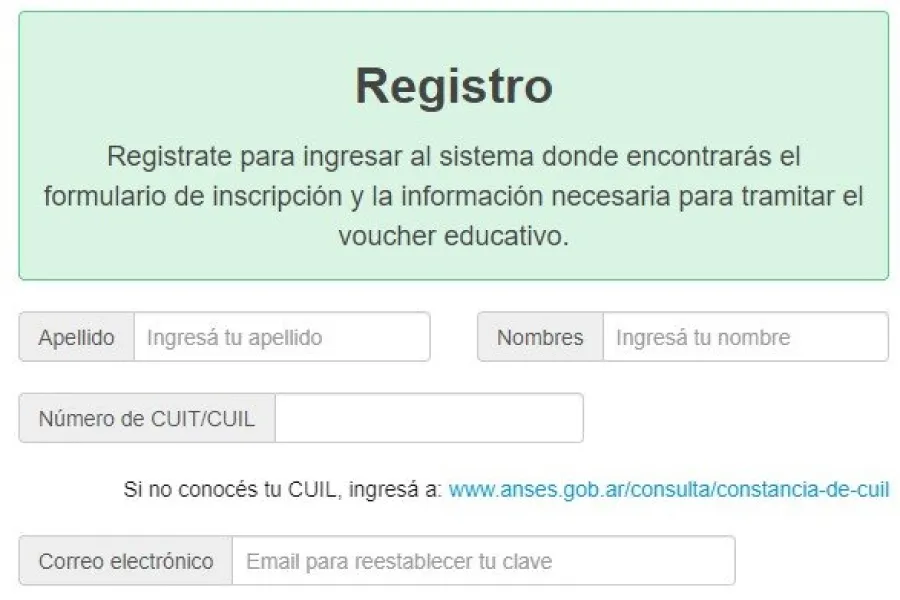 Cómo registrarse para obtener un voucher educativo