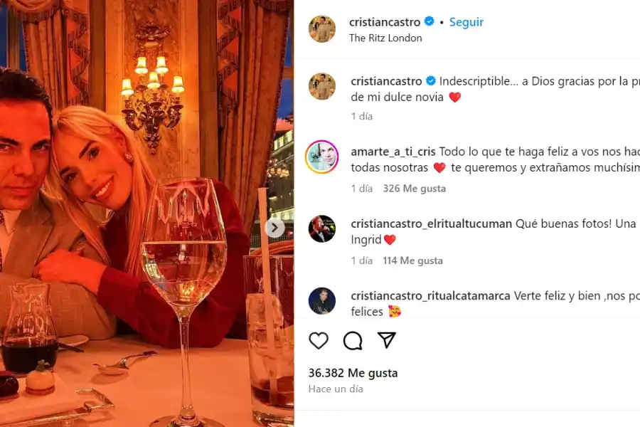 Cristian Castro, muy enamorado de la tucumana Ingrid Wagner