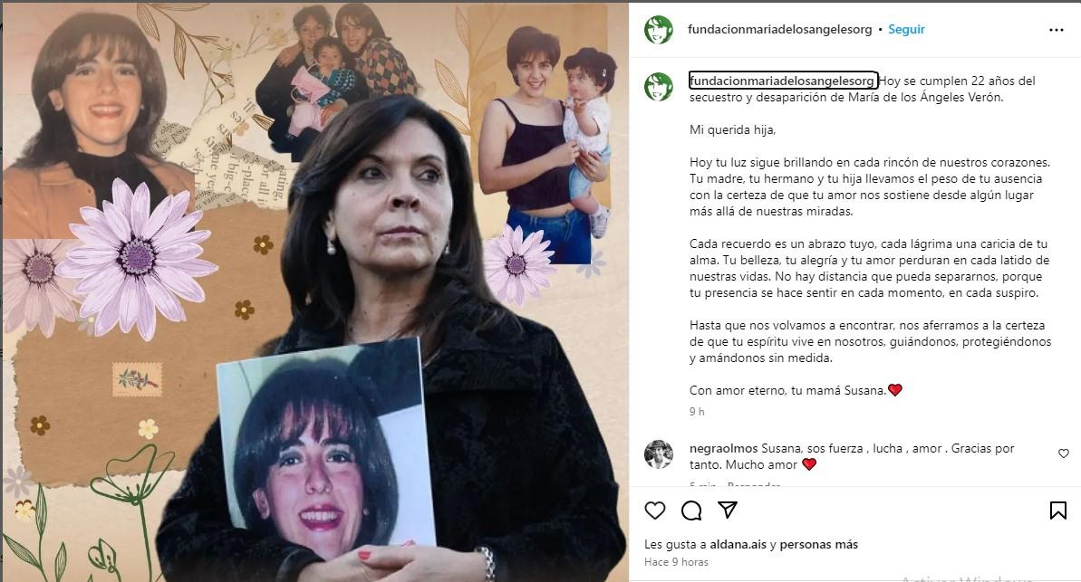 Emotivo mensaje de Susana Trimarco a 22 años de la desaparición de su hija Marita Verón