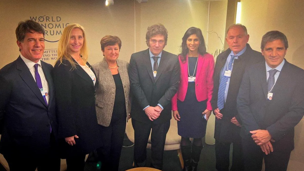 Foto de la reunión de Milei y Kristalina Georgieva en el marco del Foro Económico Mundial en Davos, en enero