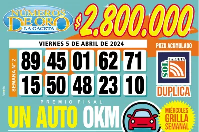 Los Números de Oro de LA GACETA del 5 de abril de 2024