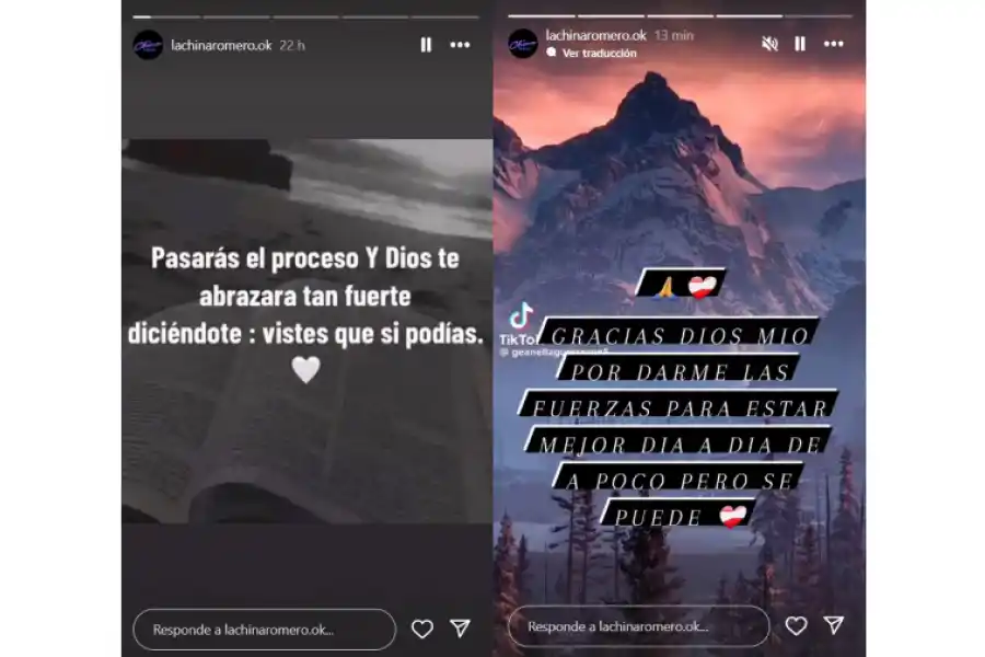 Los posteos de la artista en medio de su difícil momento.