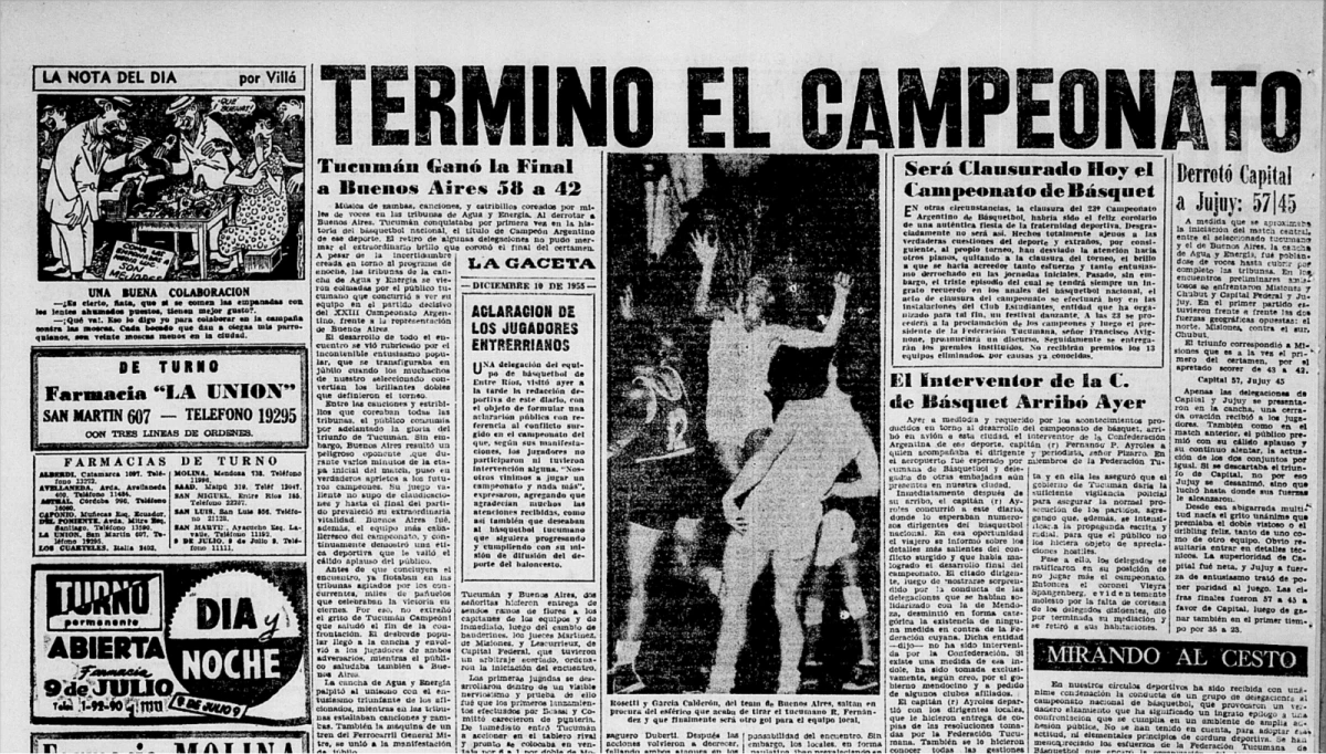 Campeonato Argentino de 1955: un torneo marcado por las intervenciones y la gran conquista del básquet tucumano