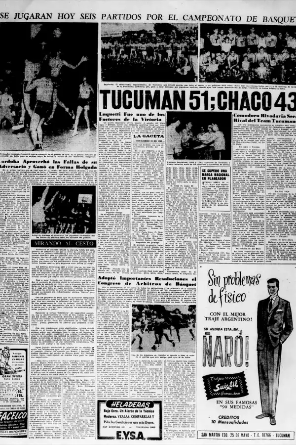 Campeonato Argentino de 1955: un torneo marcado por las intervenciones y la gran conquista del básquet tucumano