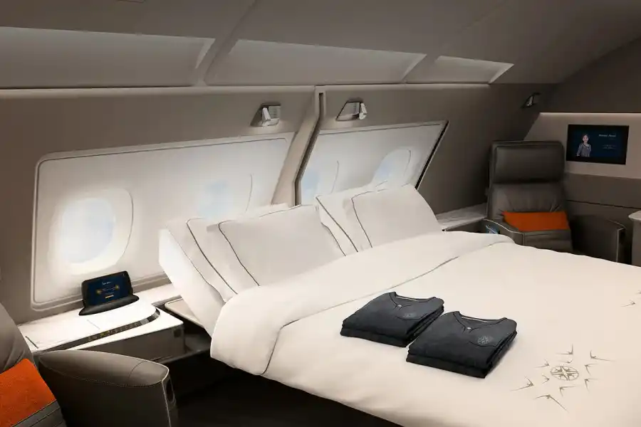 Una de las habitaciones de primera clase de Singapore Airlines