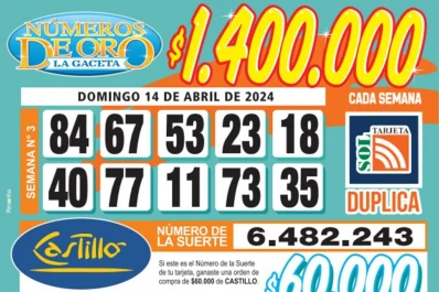 Los Números de Oro de LA GACETA del 14 de abril de 2024